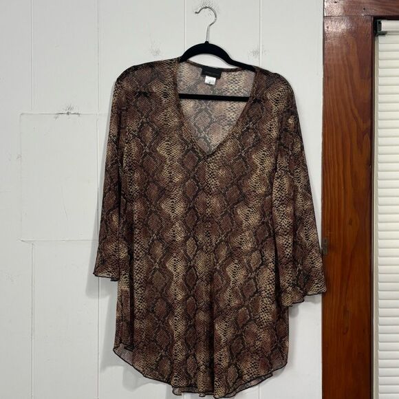 Jordan Taylor Sheer Animal Print Blouse Medium - Picture 1 of 5